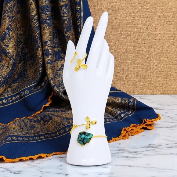 ๐Turkish Artisanal 18K Gold Plated Brass Statement Jewelry Set With Turquoise - Picture 11 of 11